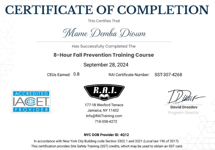 Certificate of Advanced Training